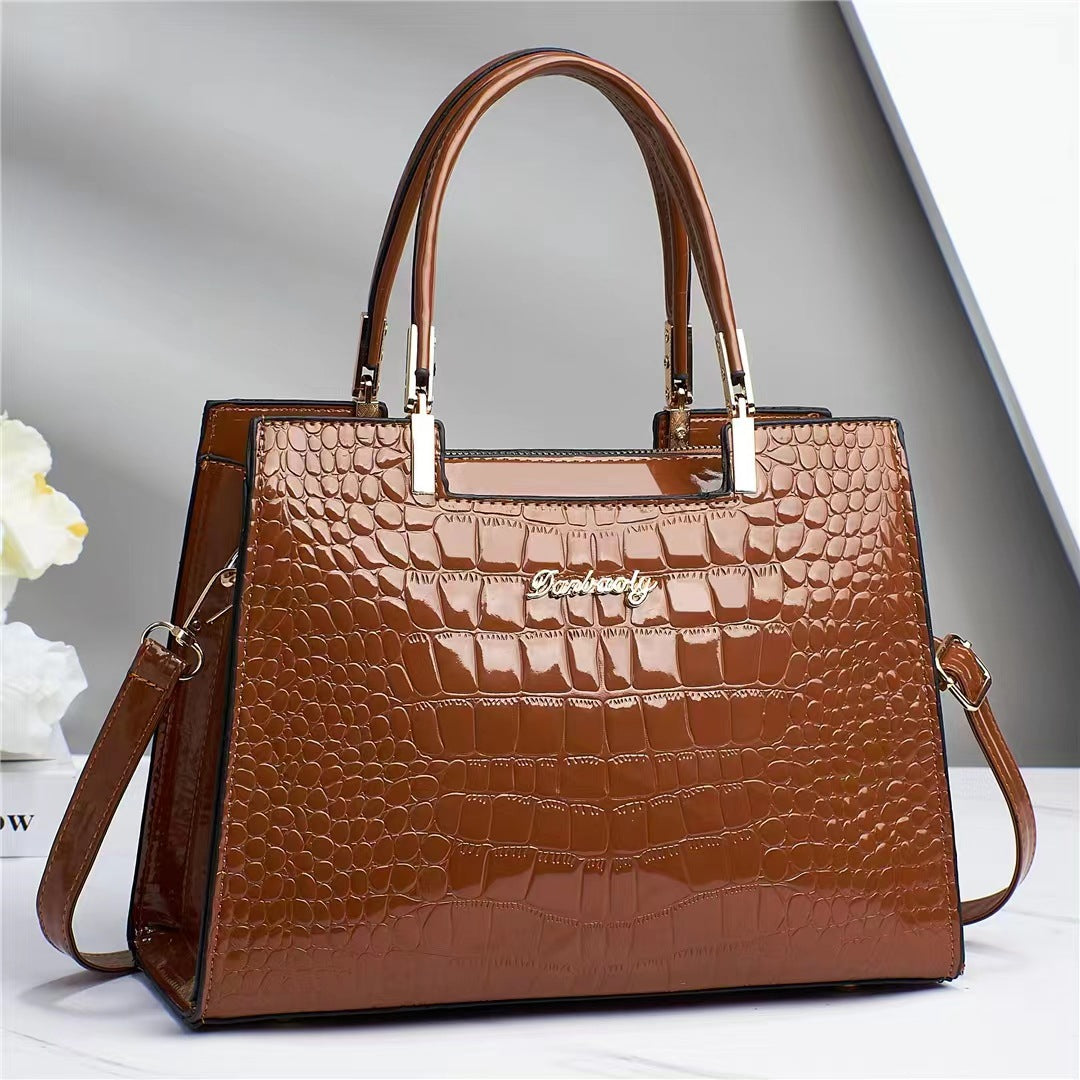 Flair. - Shiny crocodile leather pattern handbag