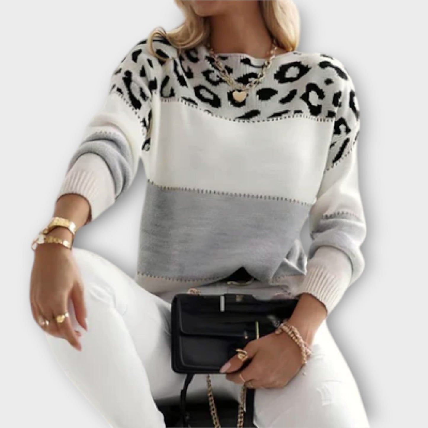 Cheyenne - Casual sweater with leopard design