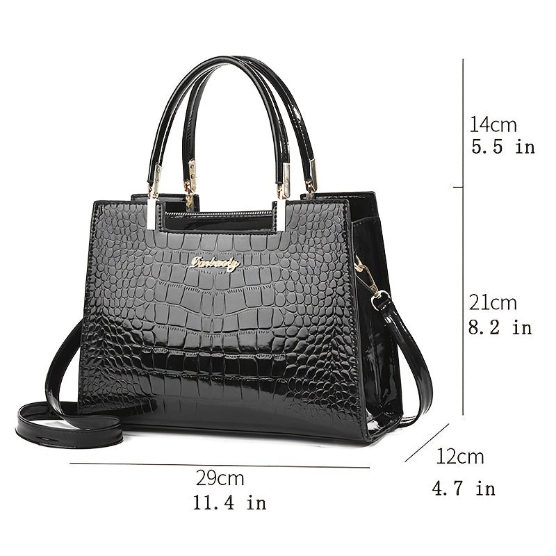 Flair. - Shiny crocodile leather pattern handbag